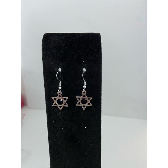 Star of David earrings silver tone - Picture 1 of 4